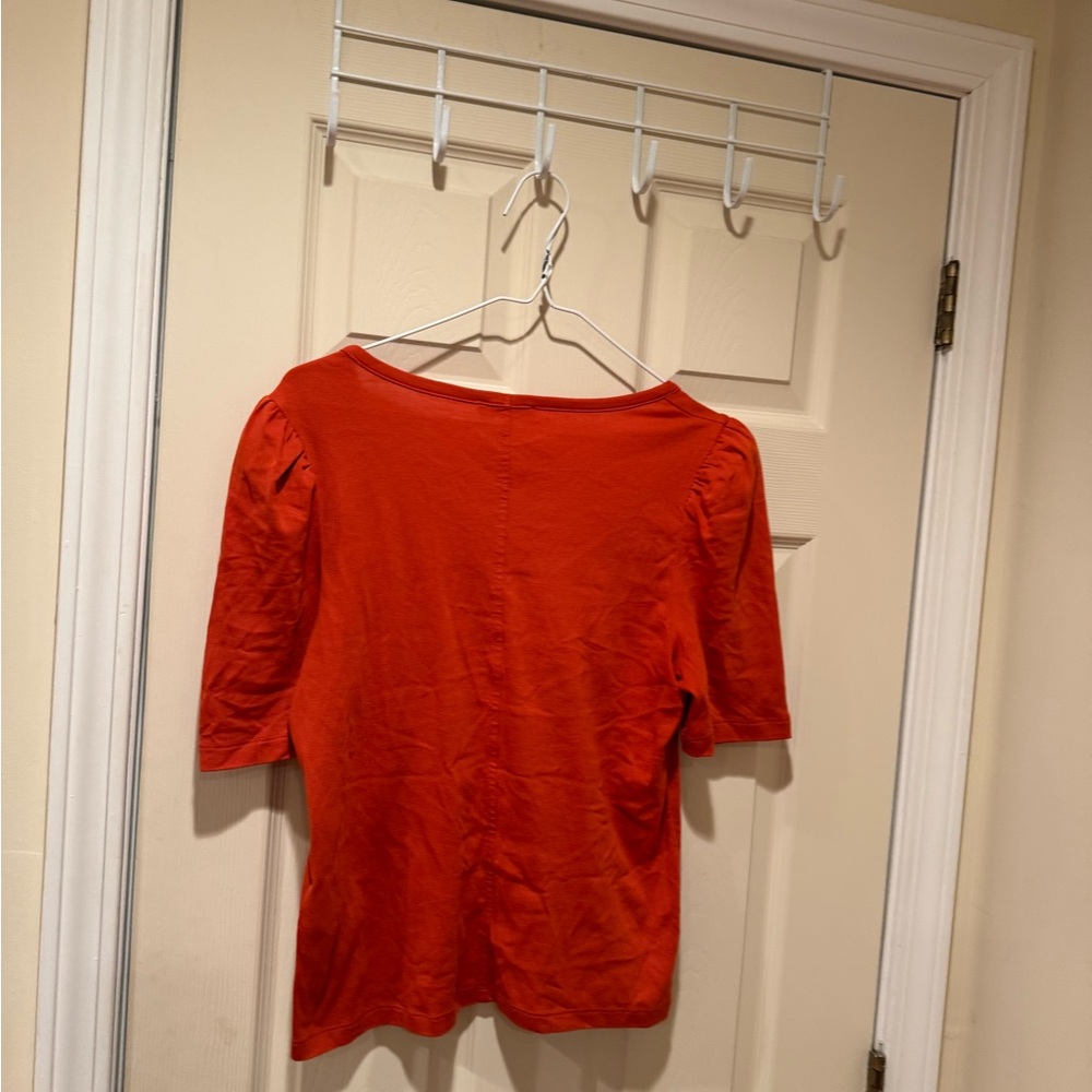 Madewell vibrant orange and chocolate brown Short Sleeve Tops - Picture 7 of 12